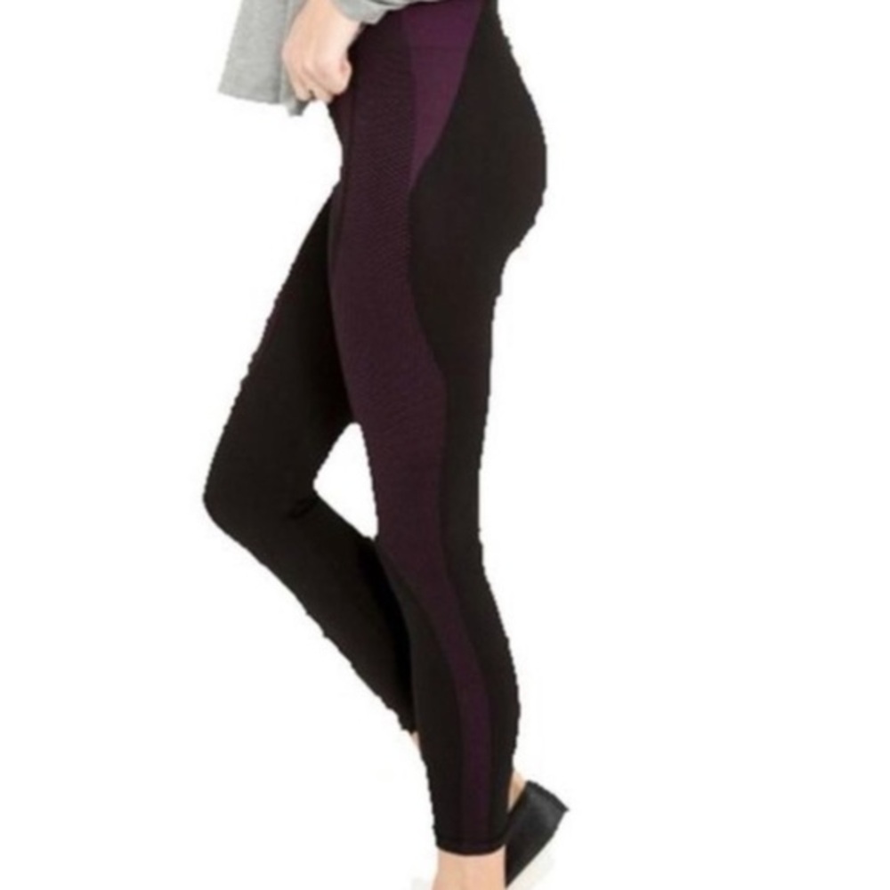 SPANX Size Large Black & Purple Tights EUC